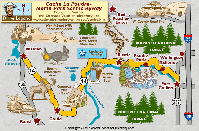Cache la Poudre-North Park Scenic Byway Map, Colorado