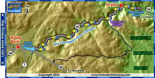 Big Thompson River Fishing Map, Colorado