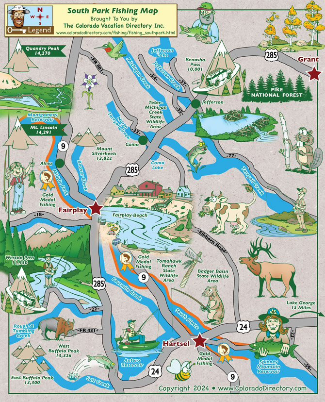 South Park Colorado Fishing and Fly-fishing Map.