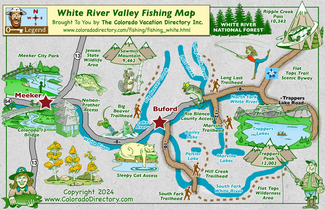 White River Fishing Map, Meeker, Buford, Colorado