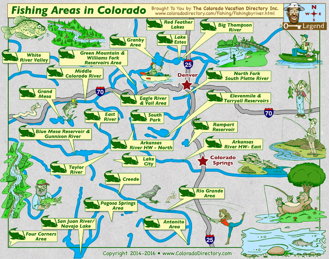 Colorado Fishing Map, Lakes Rivers