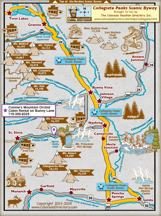 Collegiate Peaks Scenic Byway Map | Colorado Vacation Directory