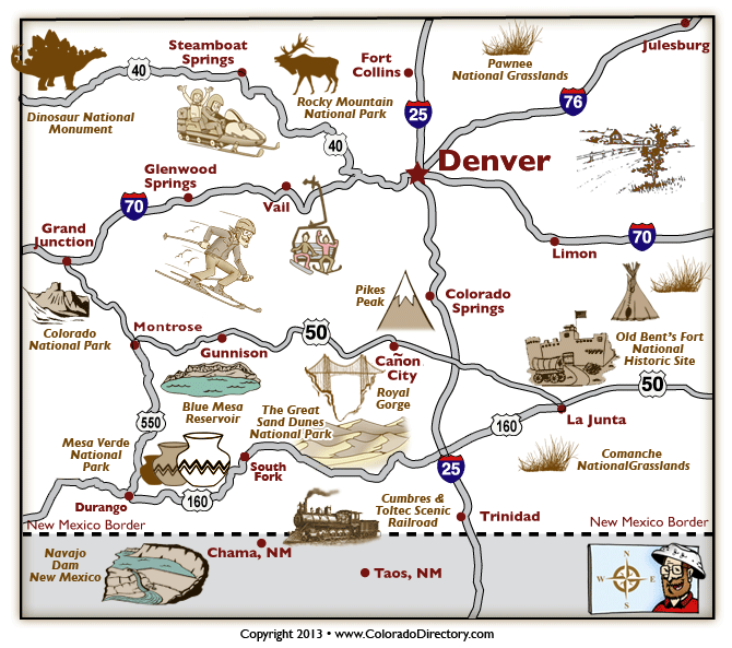 Colorado State Map With Cities And Towns Colorado Region Locations Map | CO Vacation Directory