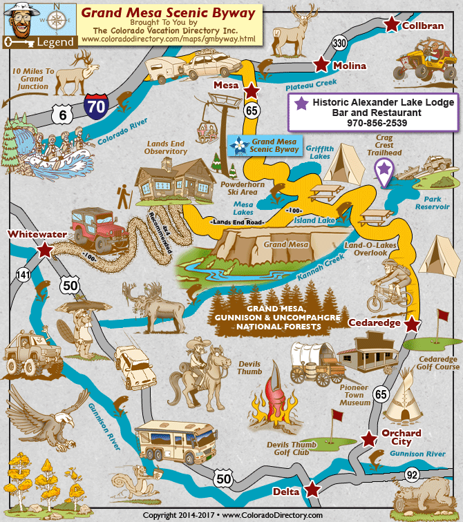 Grand Mesa Scenic Byway Map | Colorado Vacation Directory