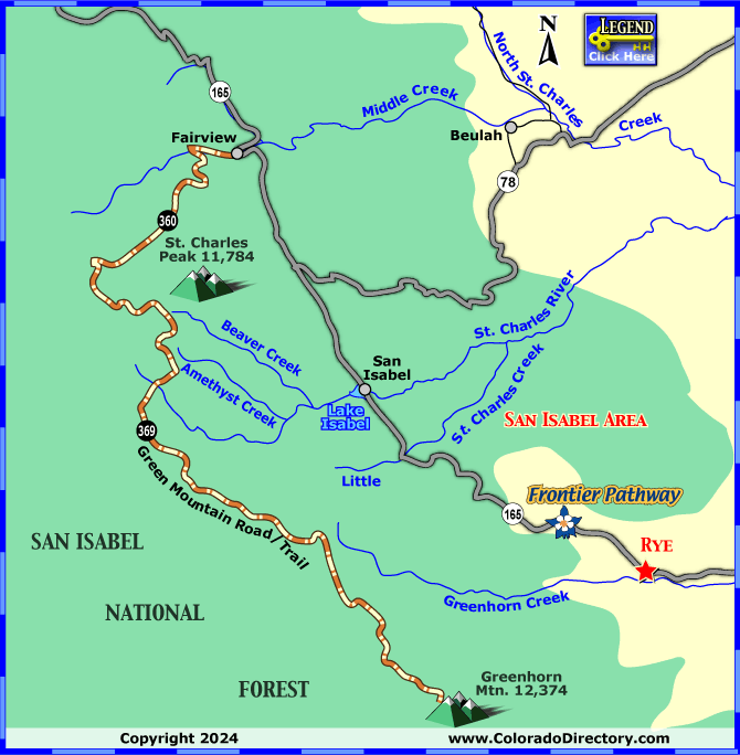 Map of Greenhorn Mountain Road Mountain Bike Trails in San Isabel, Colorado.