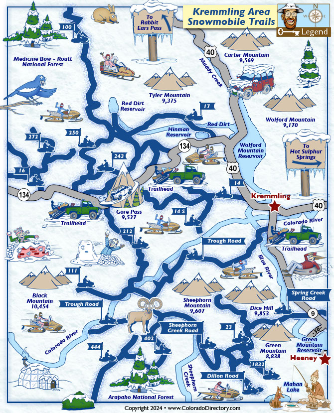 Kremmling Area Snowmobile Trails Map, Colorado