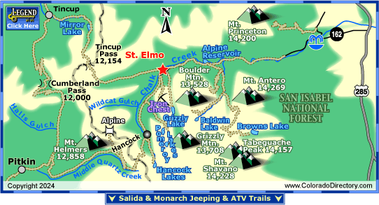 St. Elmo ATV/UTV and Jeeping Trails Map, Colorado