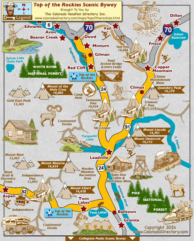 Top of the Rockies Scenic Byway Map, Colorado