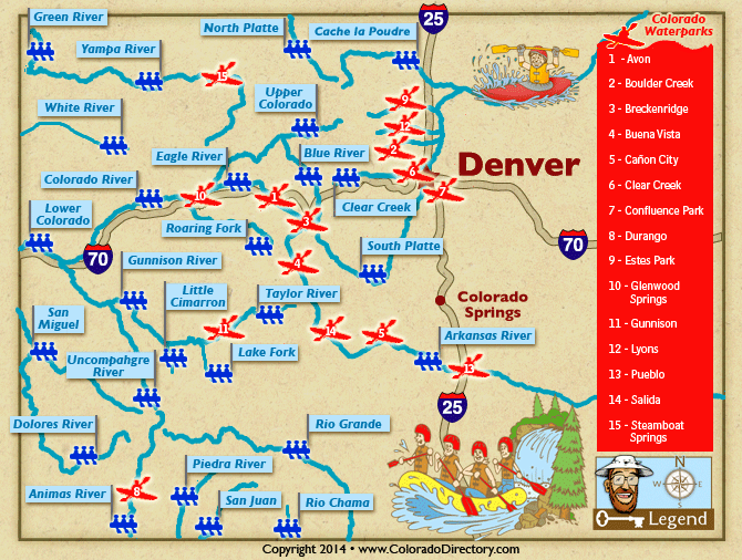 Colorado Whitewater Rafting And Kayaking River Map Co Vacation Directory